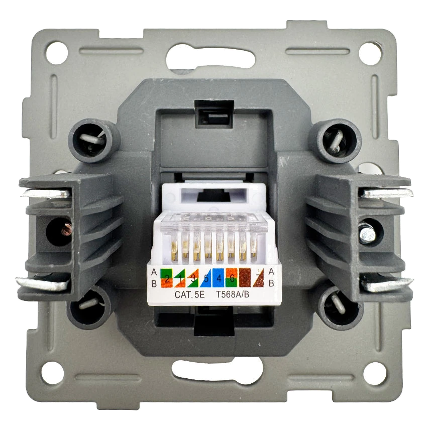 Розетка RJ45 1-я тёмн. серая Софт-тач